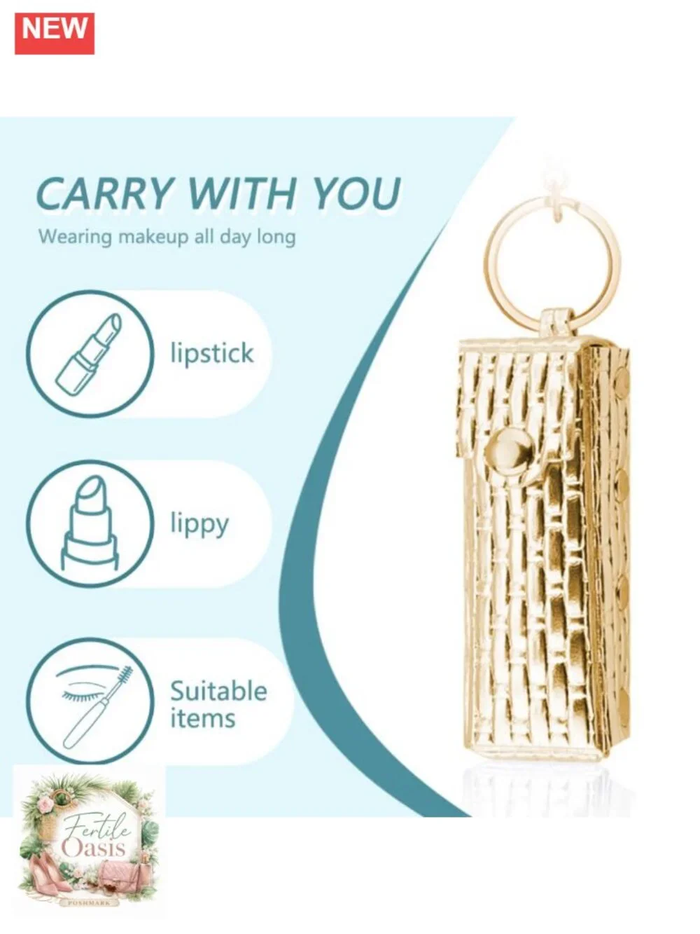 Stainless Steel Lipstick Holder Keychain Organizer for Purse Bag Charm